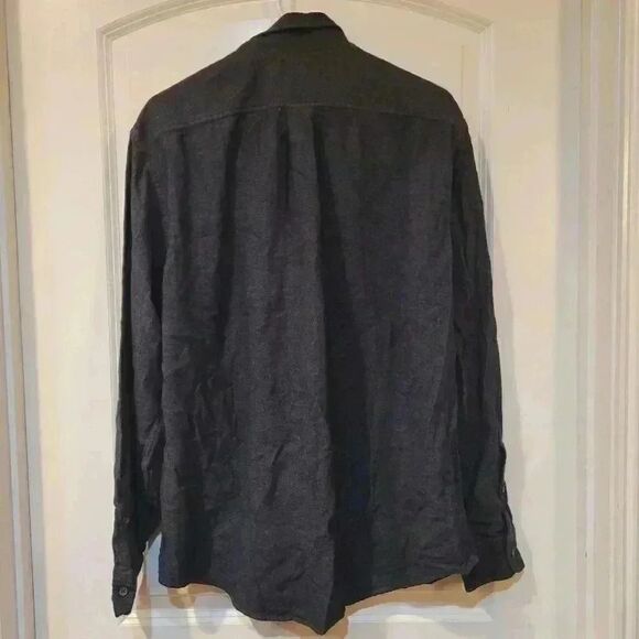 Land's End Men's Charcoal Gray Baumwolle Long Sleeve Button Down Shirt - Picture 9 of 11